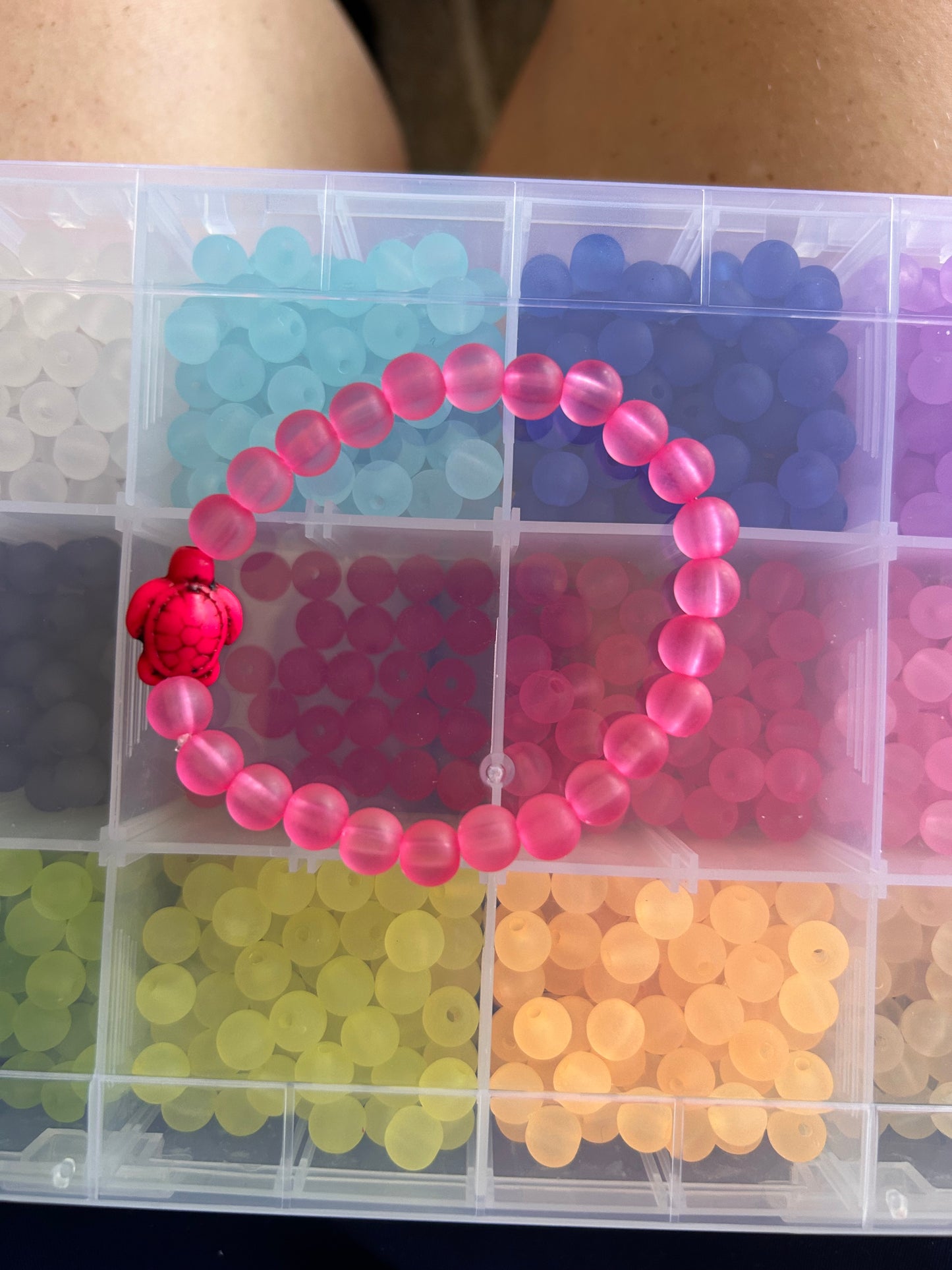 Hot pink sea turtle bracelet